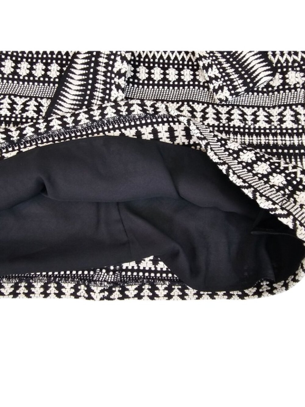 Parker Womens XS Mini Skirt Black White Stripe Aztec Hippy Boho Cotton Blend - Picture 8 of 10